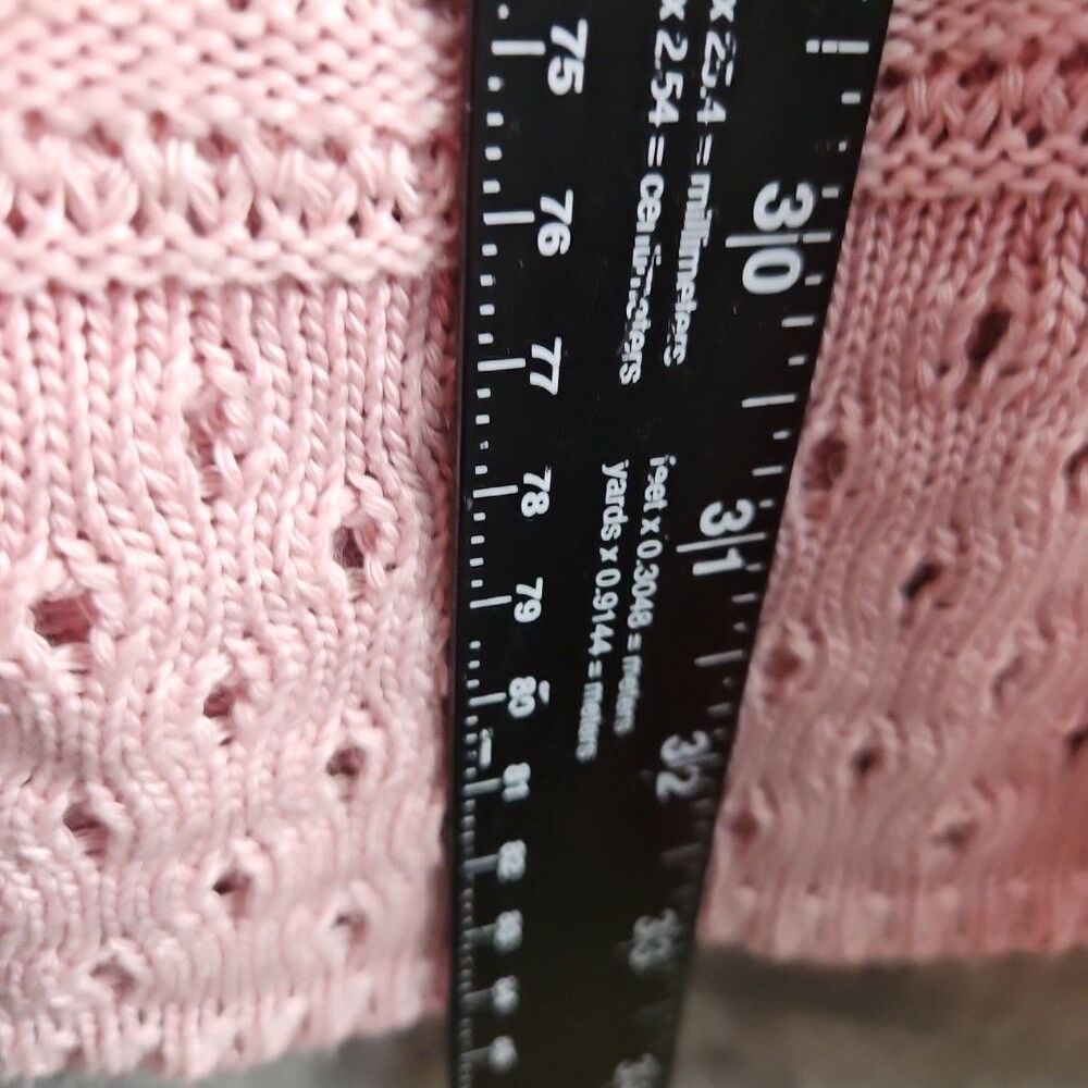 A Knitch above Vtg Women's Lg Pink Cardigan Duster open weave tunic - Picture 5 of 10